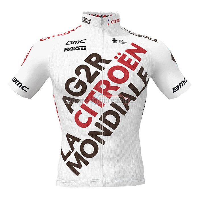 Abbigliamento Ciclismo Ag2r La Mondiale Manica Corta 2022 Bianco Marrone